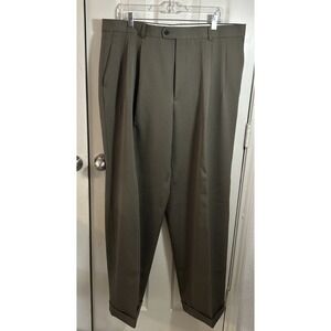 Miko Men's Bespoke 100% Superfine Wool Trousers Pants Size 40x30 Brown